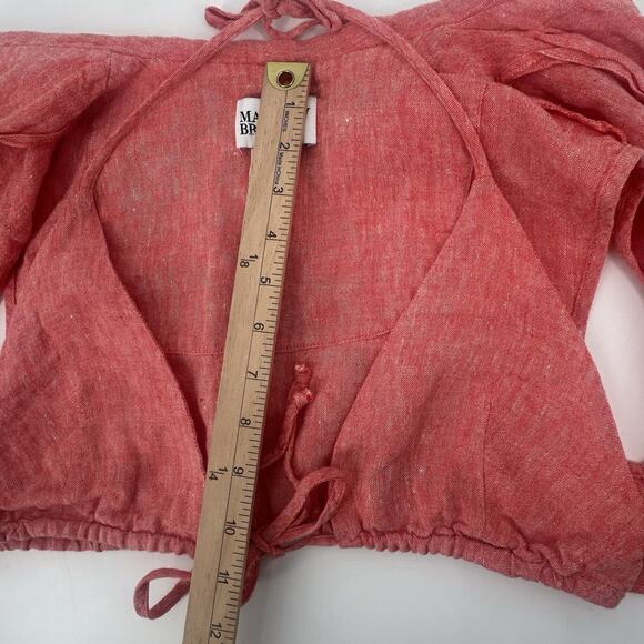 Matthew Bruch Linen Vest Womens 3 Medium Triangle Bikini Top Red Melange Linen - Picture 8 of 15
